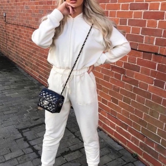 Zara Ecru Cream Zipped and Drawstring Waist Soft Touch Jumpsuit BNWT Large - Picture 3 of 15